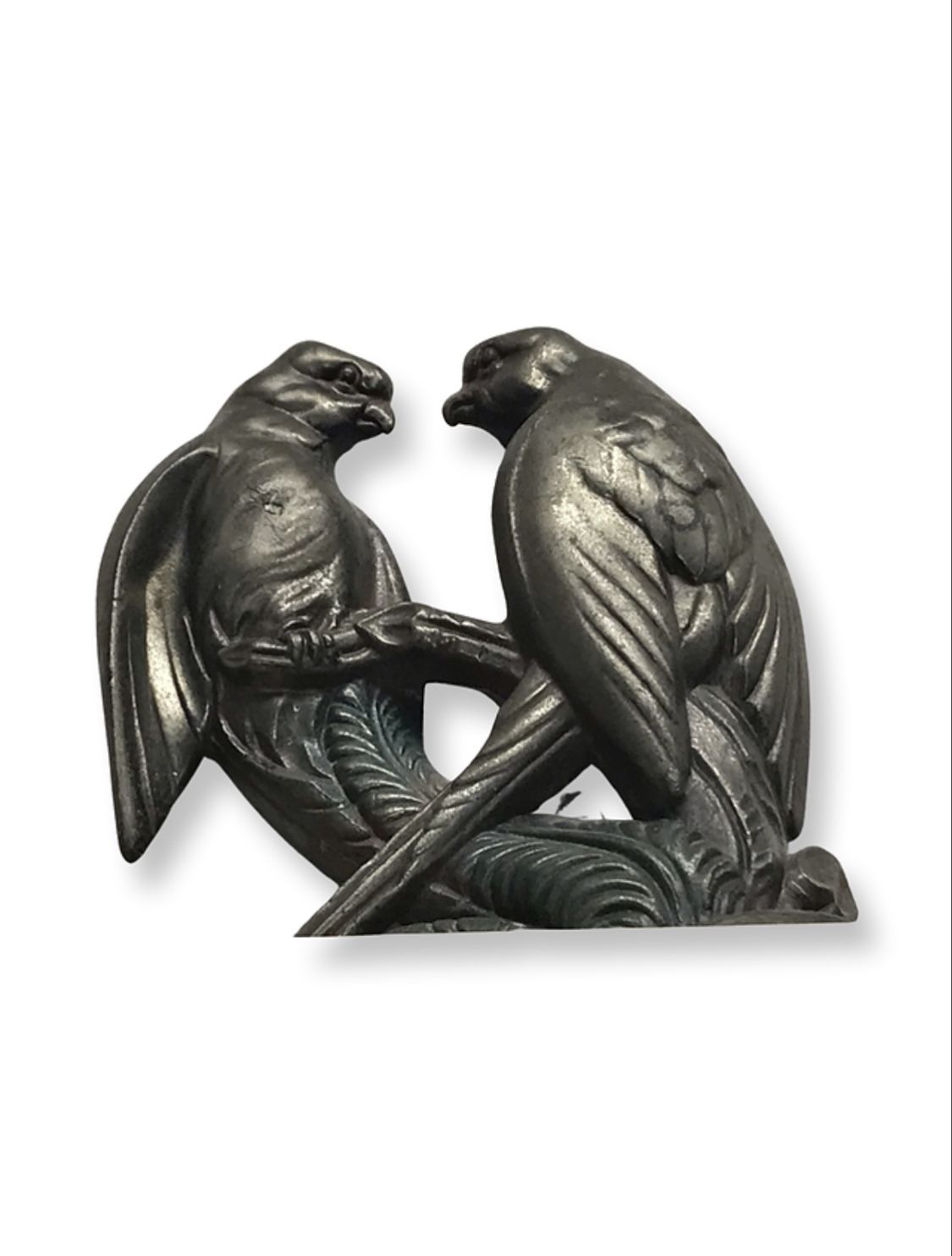 Beautiful Art Deco Pair Of Spelter Love Birds On A Marble Base photo buy