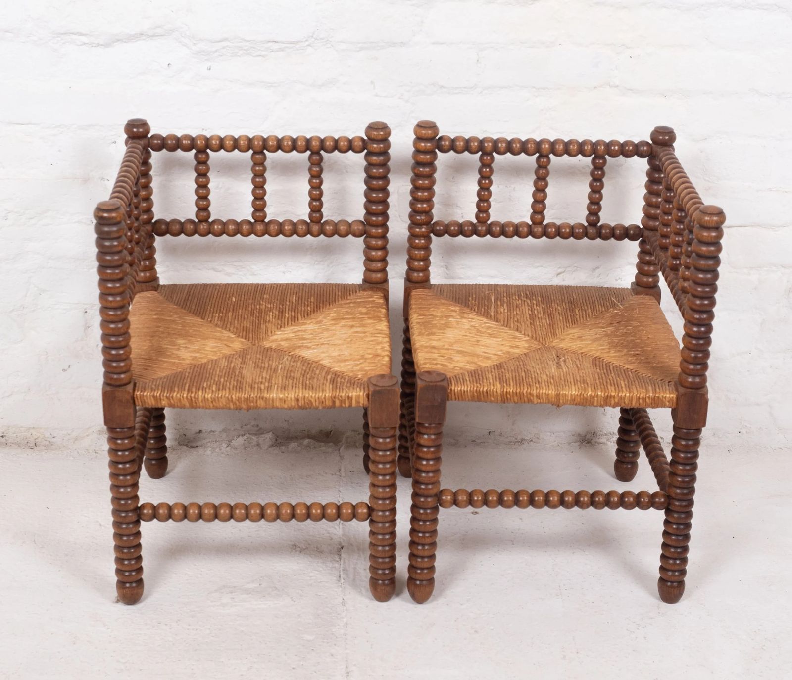 Pair Of Antique French Corner Bobbin Chairs photo 645.0