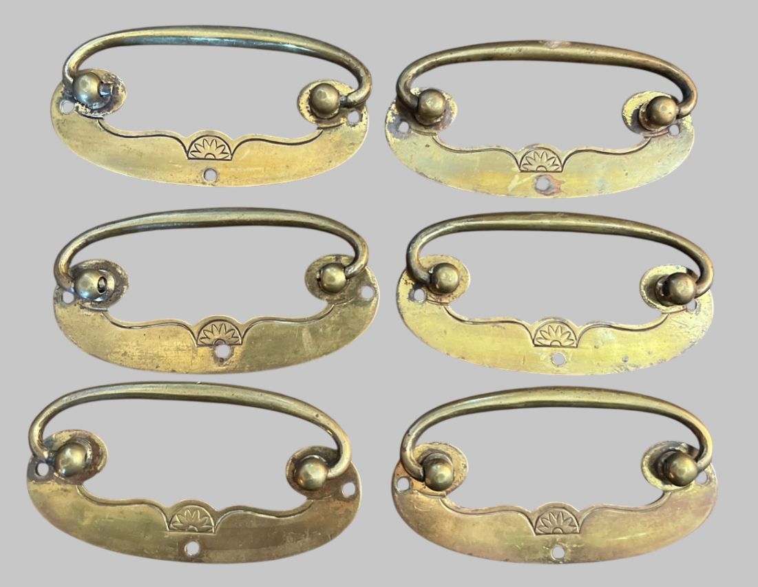 A Fine Matched Set Of Six Original Victorian Brass Drawer Handles photo furniture