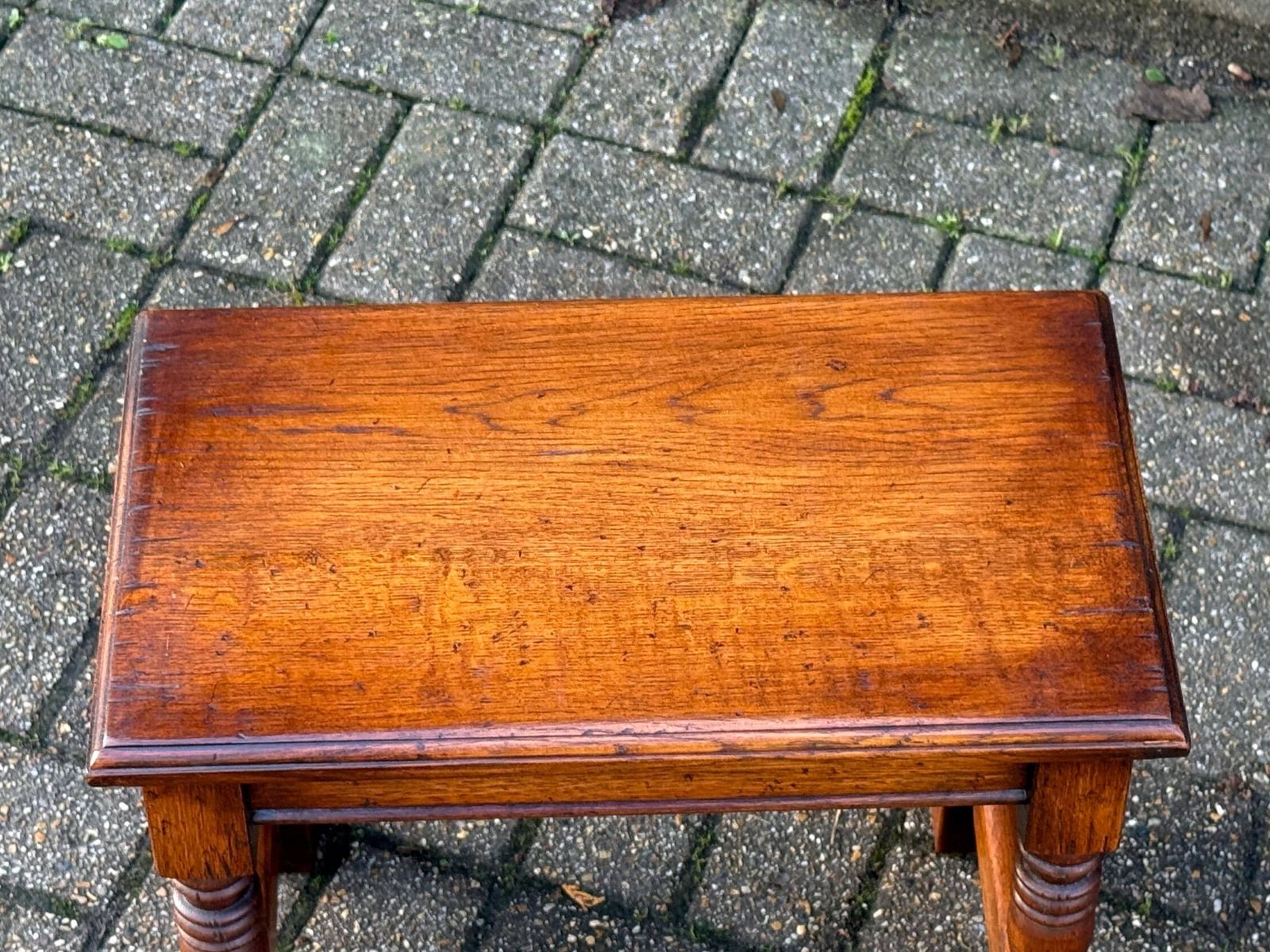 photo for sale Quality Vintage Solid Wood Small Side Table English Traditional Occasional Table C1950s (49cm W, 44cm H)