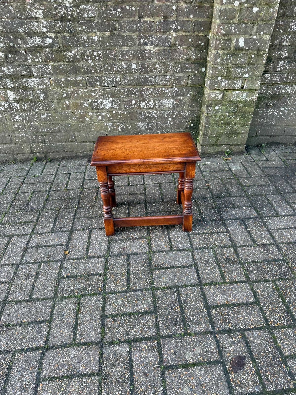 photo buy Quality Vintage Solid Wood Small Side Table English Traditional Occasional Table C1950s (49cm W, 44cm H)