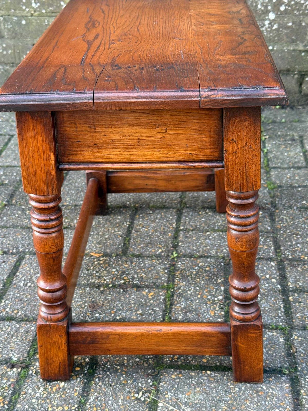 Quality Vintage Solid Wood Side Table English Traditional Occasional Table C1950s (59cm W X 47cm H) photo vintage
