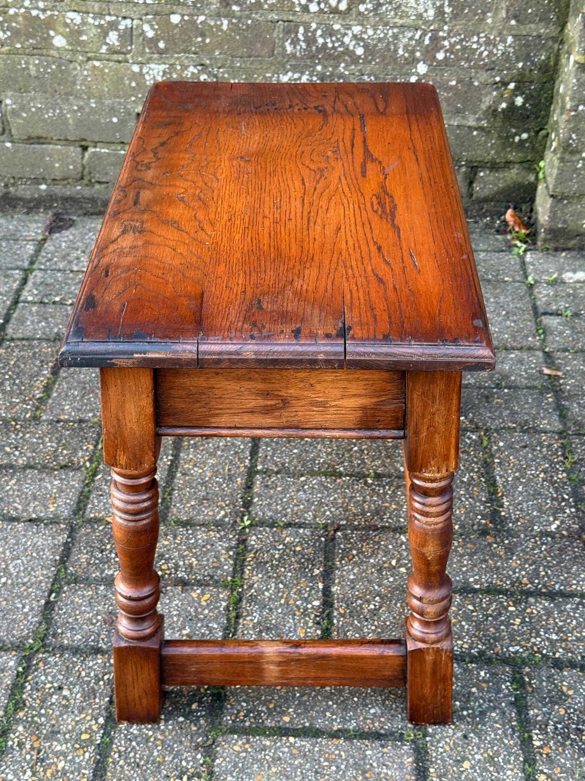 photo for sale Quality Vintage Solid Wood Side Table English Traditional Occasional Table C1950s (59cm W X 47cm H)