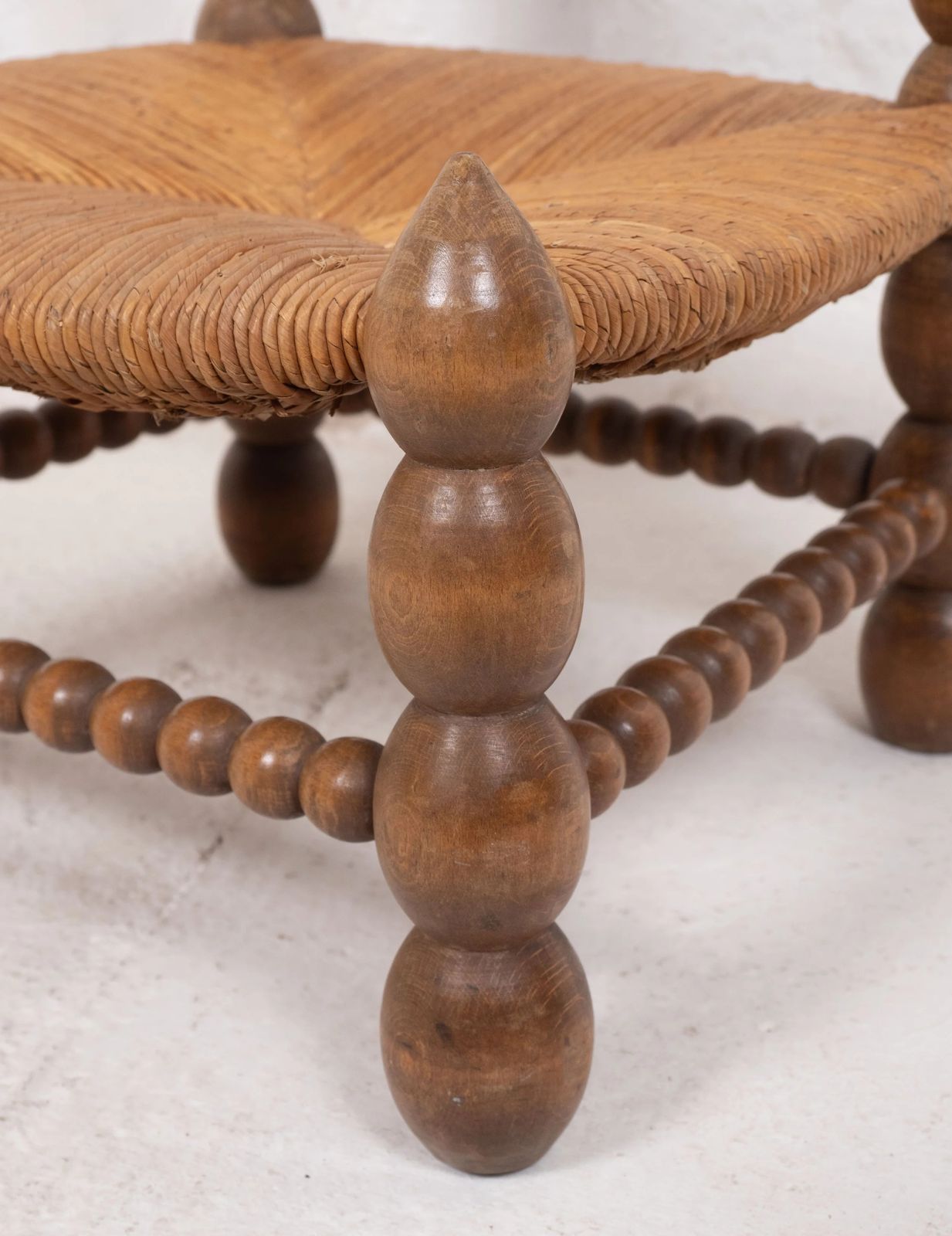 Furniture Vintage Low Bobbin Chair In The Style Of Charles Dudouyt photo
