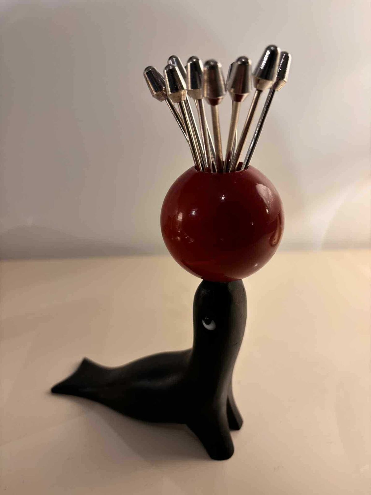 Seal Cocktail Pick Holder Vintage Mid Century Modern – Made In France photo vinterior