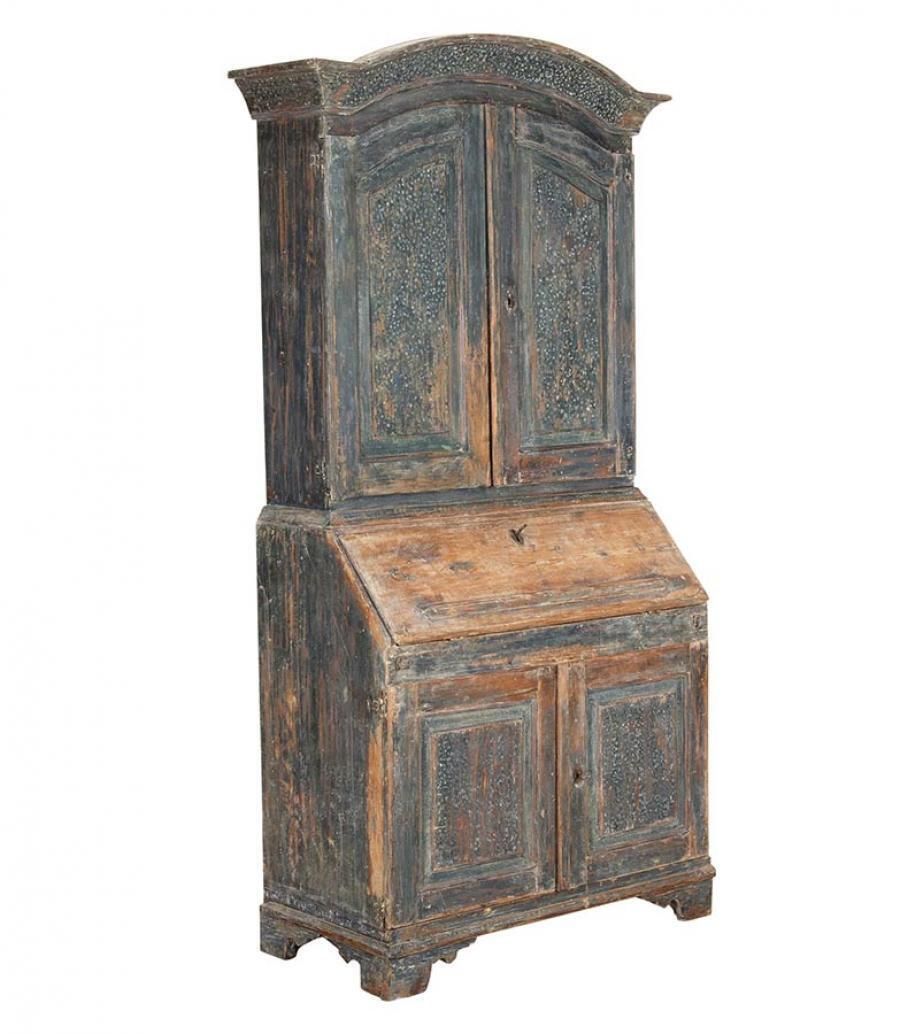 19th Century Swedish Folk Art Secretary In Original Paint photo for sale