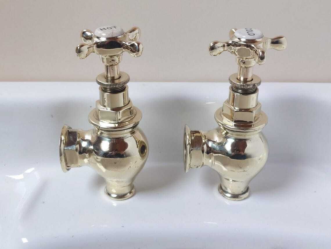 Victorian Brass Globe Bath Taps, Polished And Overhauled photo 270.0