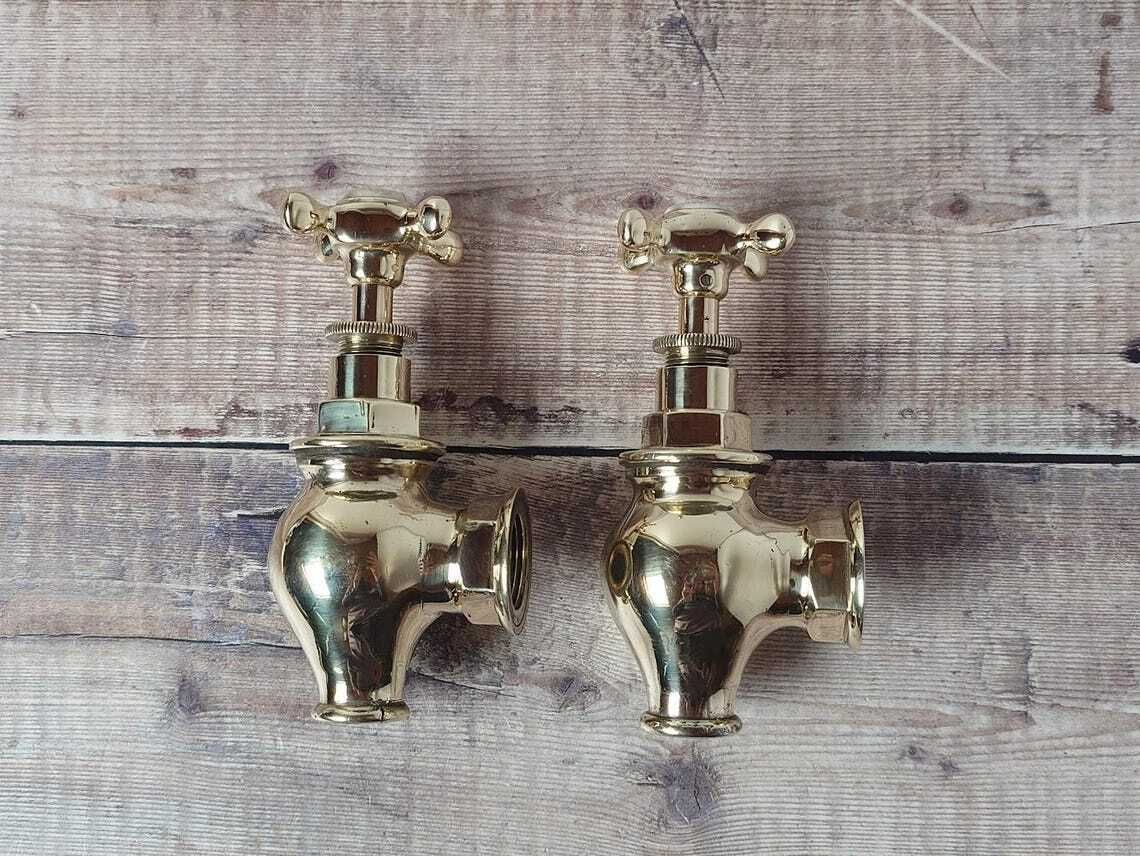 Home Decor Victorian Brass Globe Bath Taps, Polished And Overhauled photo