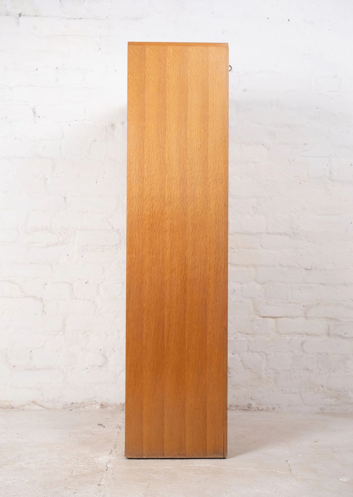 785.0 Mid Century French Oak Twin Door Tambour Cabinet photo