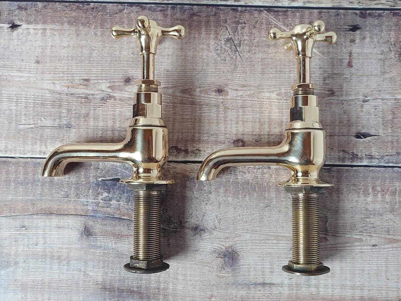 Home Decor Polished Brass Bath Taps: 1930s Period Faucets, Overhauled & Ready To Fit photo