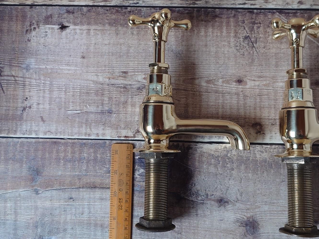 photo vinterior Polished Brass Bath Taps: 1930s Period Faucets, Overhauled & Ready To Fit