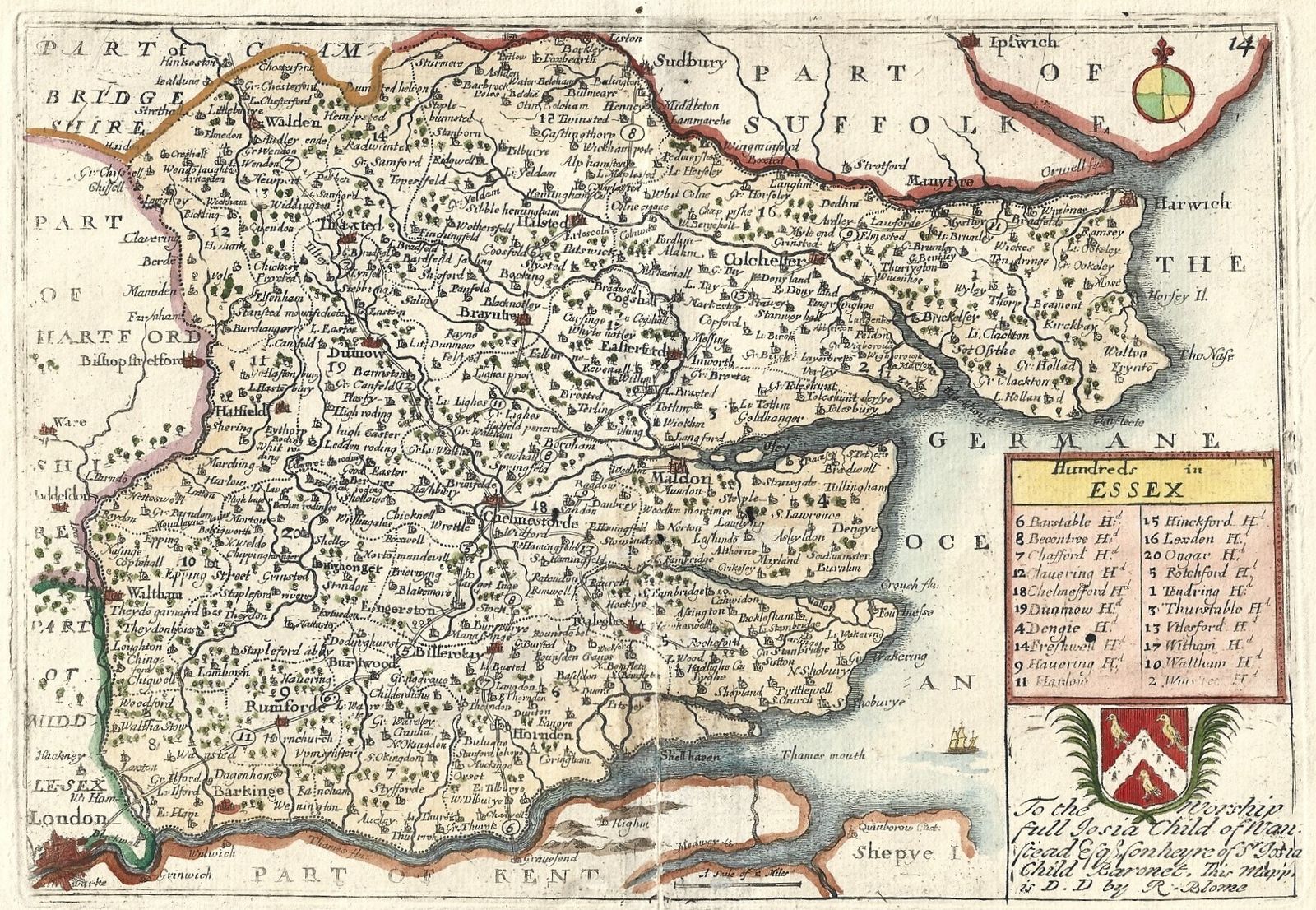 Scarce 1715 Framed Map Of Essex By Richard Blome photo furniture