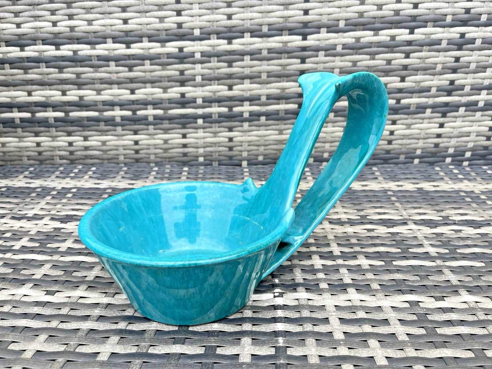 Large Mid Century Marcello Fantoni Italian Pottery Turquoise Planter Plant Pot photo 185.0