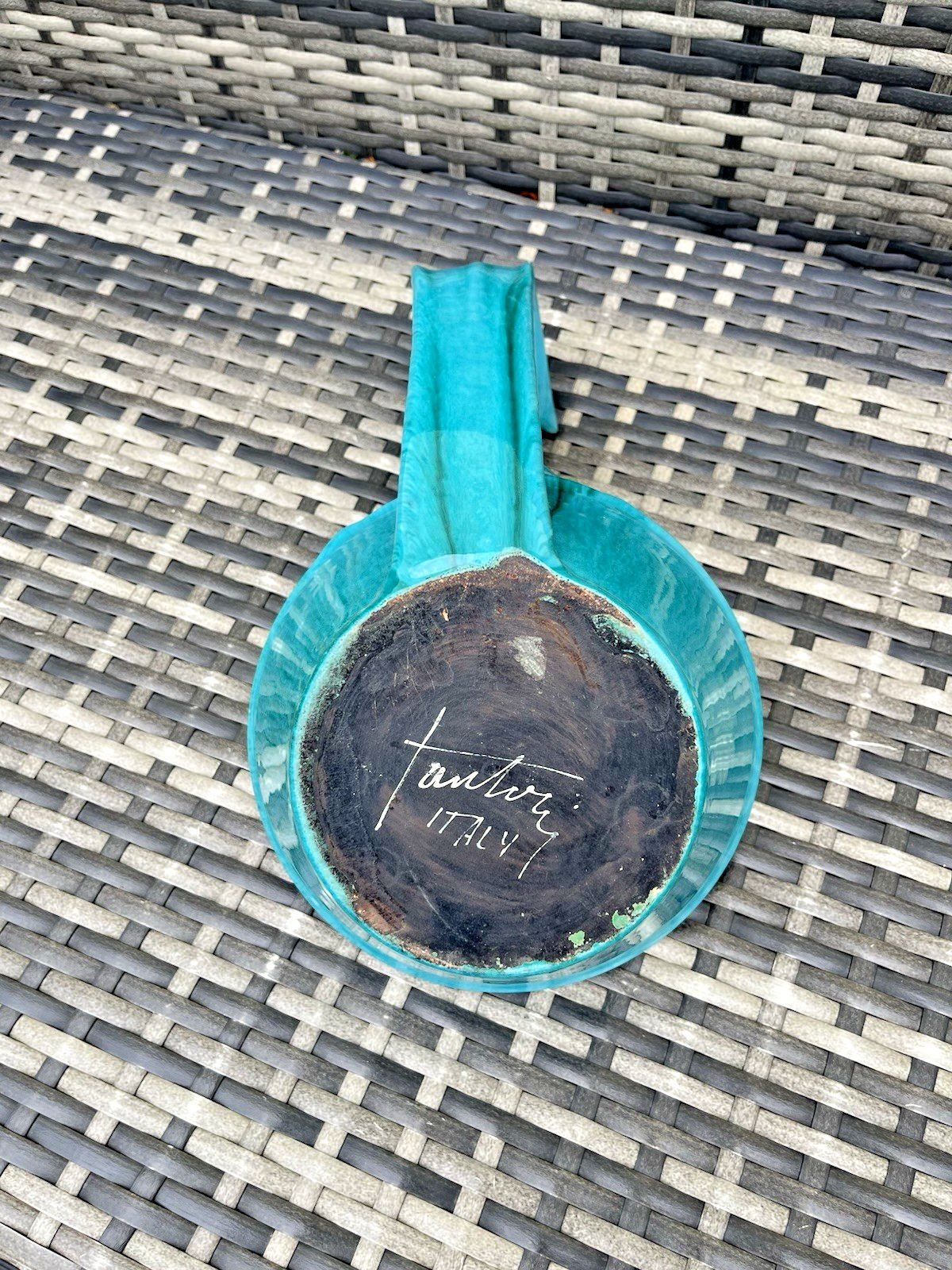 photo vintage Large Mid Century Marcello Fantoni Italian Pottery Turquoise Planter Plant Pot