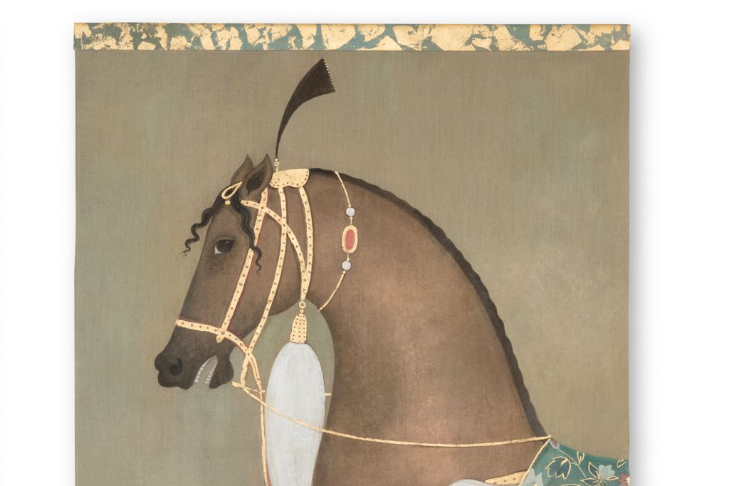 Painted Canvas Depicting An Indian Horse In Profile. Contemporary Work. photo for sale
