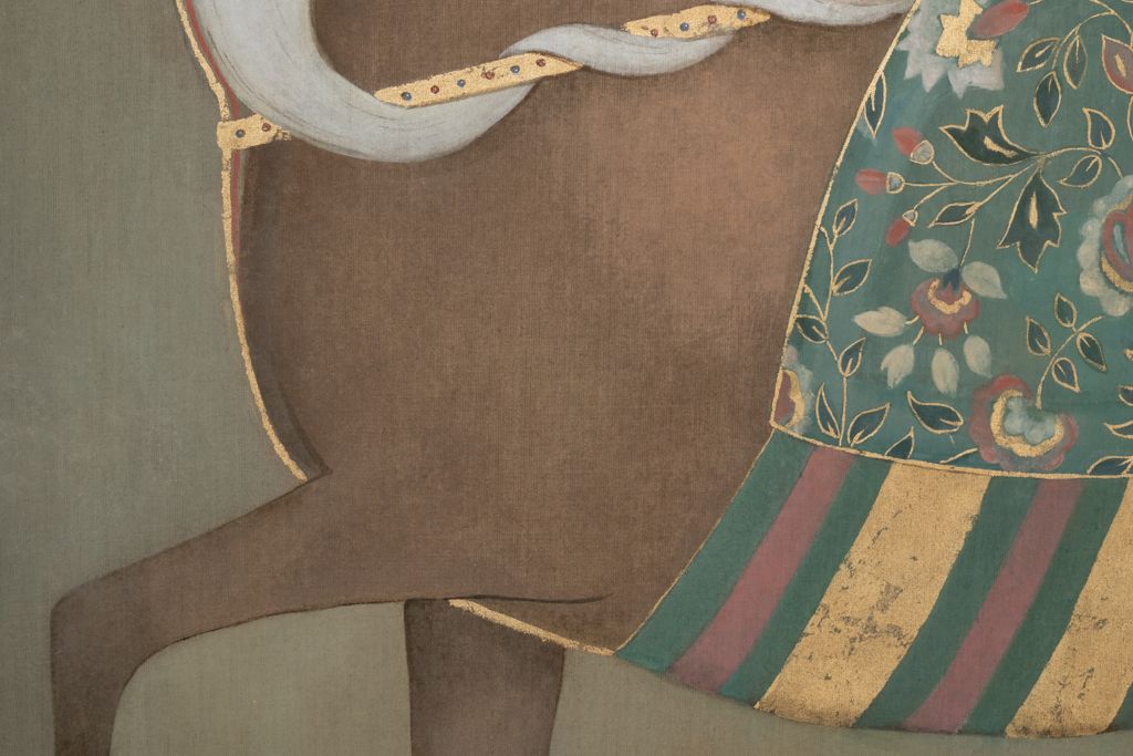 Painted Canvas Depicting An Indian Horse In Profile. Contemporary Work. photo 2900.0