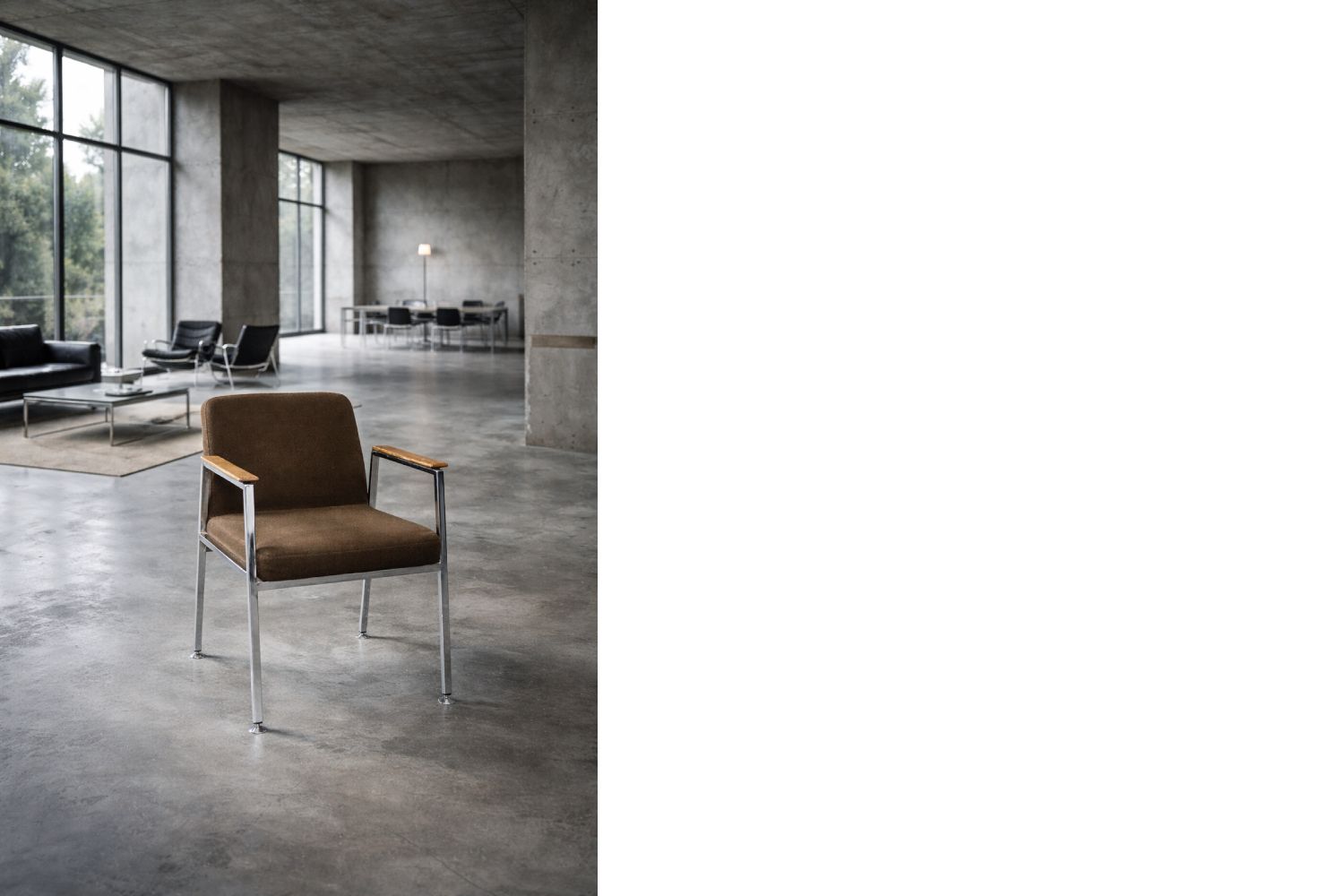 Furniture Mid Century Modern German Brown Conference Chair From Drabert, 1970s photo