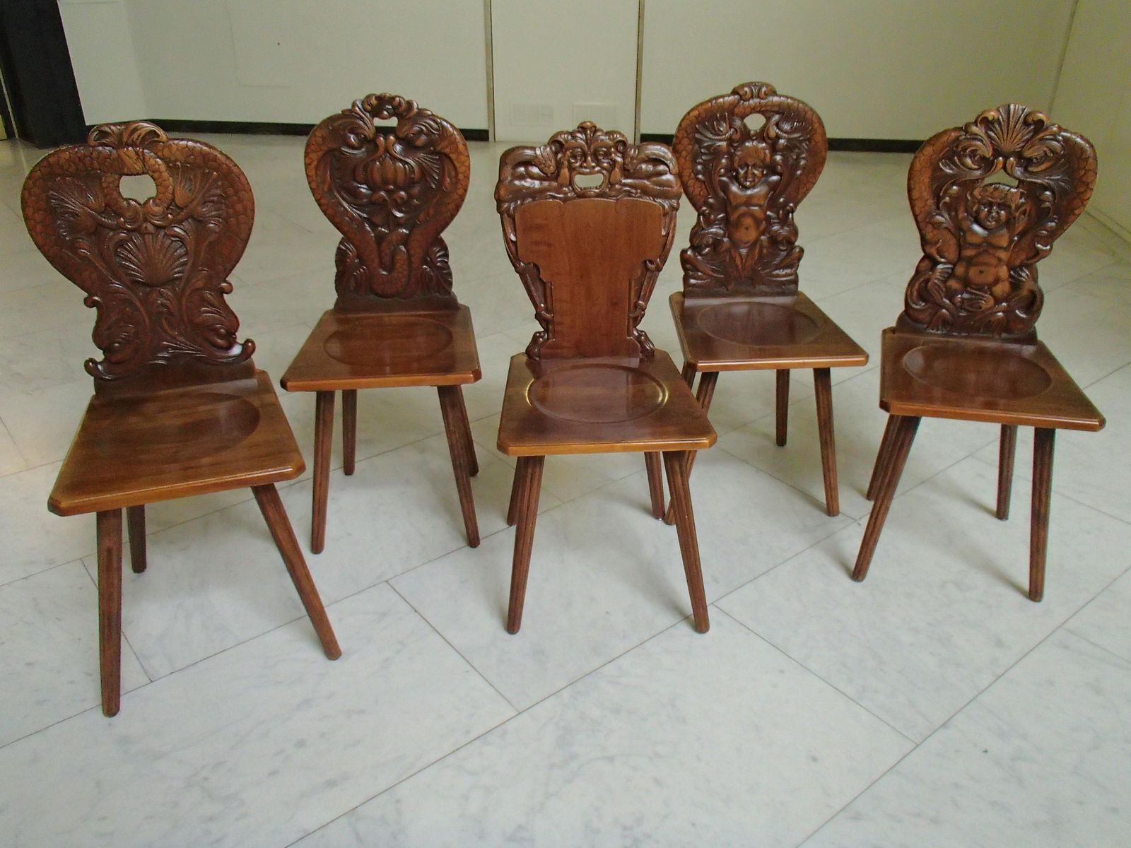 803.0 18th Century Brutalist Wooden Chair Carved With Fabulous Creature photo