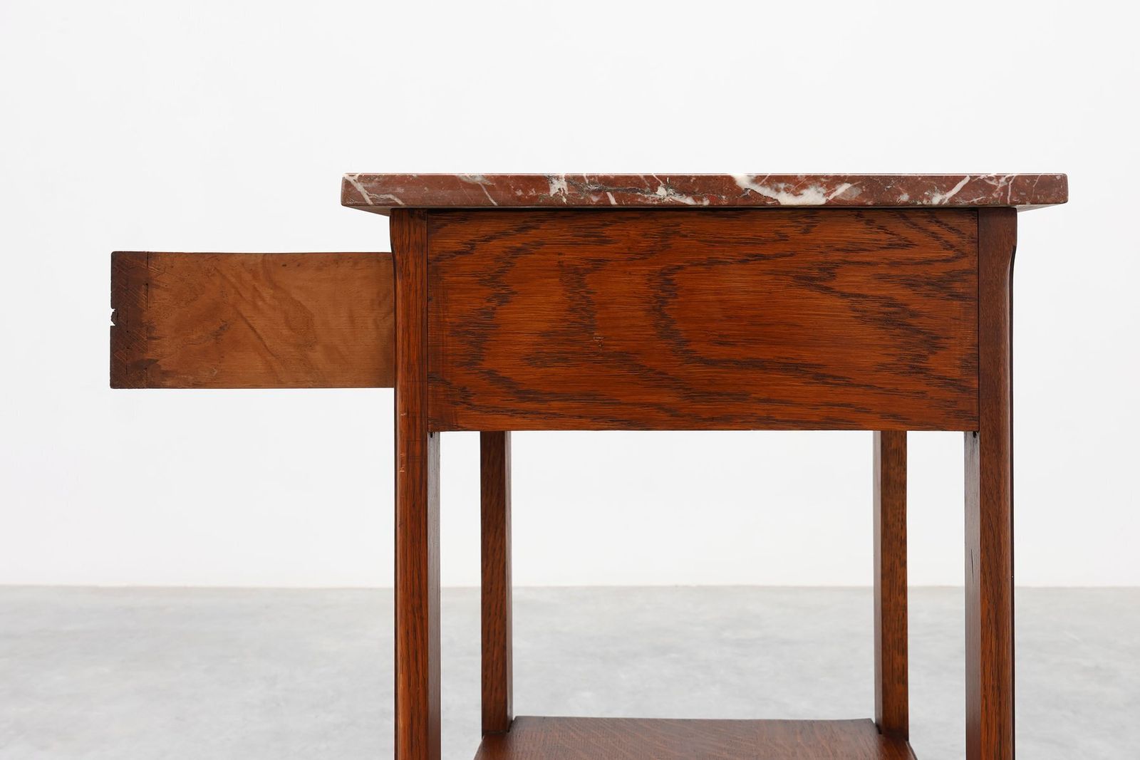 Art Deco Wood And Terracotta Marble Top Nightstand France 1920s photo 1314.0
