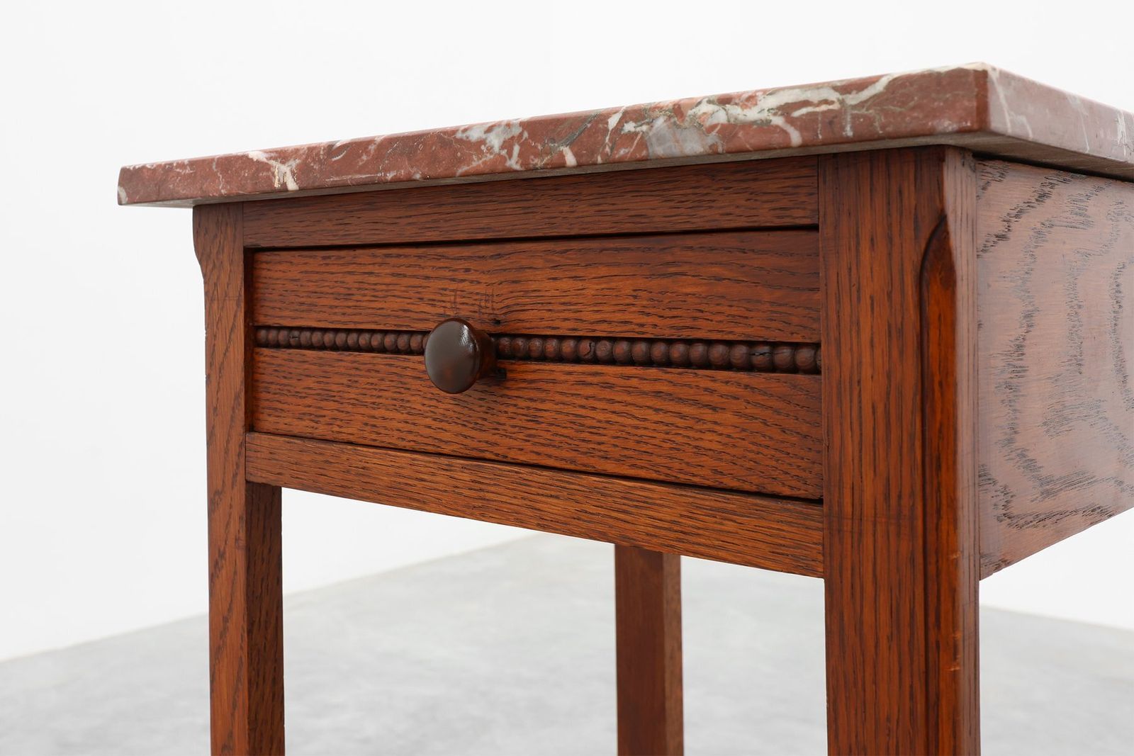 photo furniture Art Deco Wood And Terracotta Marble Top Nightstand France 1920s