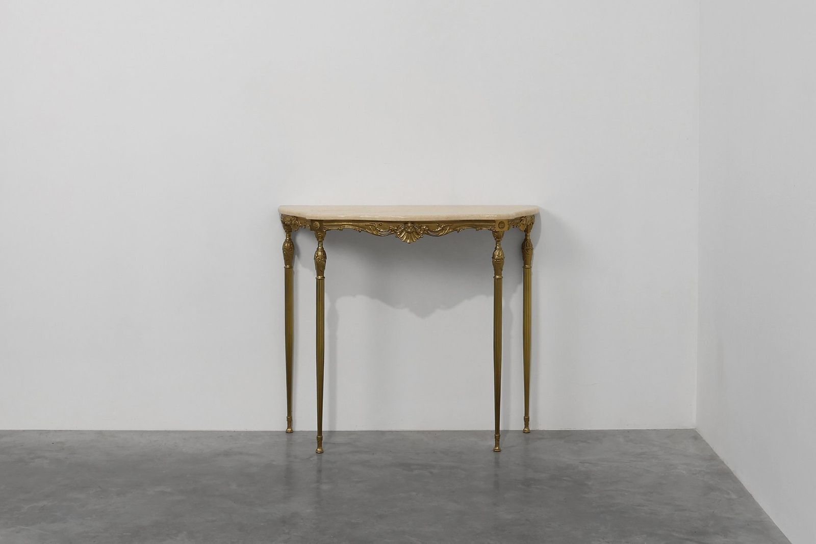 Louis XVI Copper Base And Travertine Top Console Table Italy 1950s photo Furniture