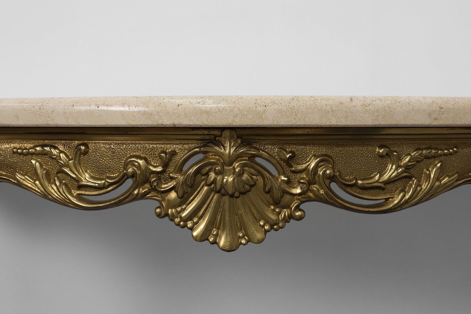 Louis XVI Copper Base And Travertine Top Console Table Italy 1950s photo 1577.0