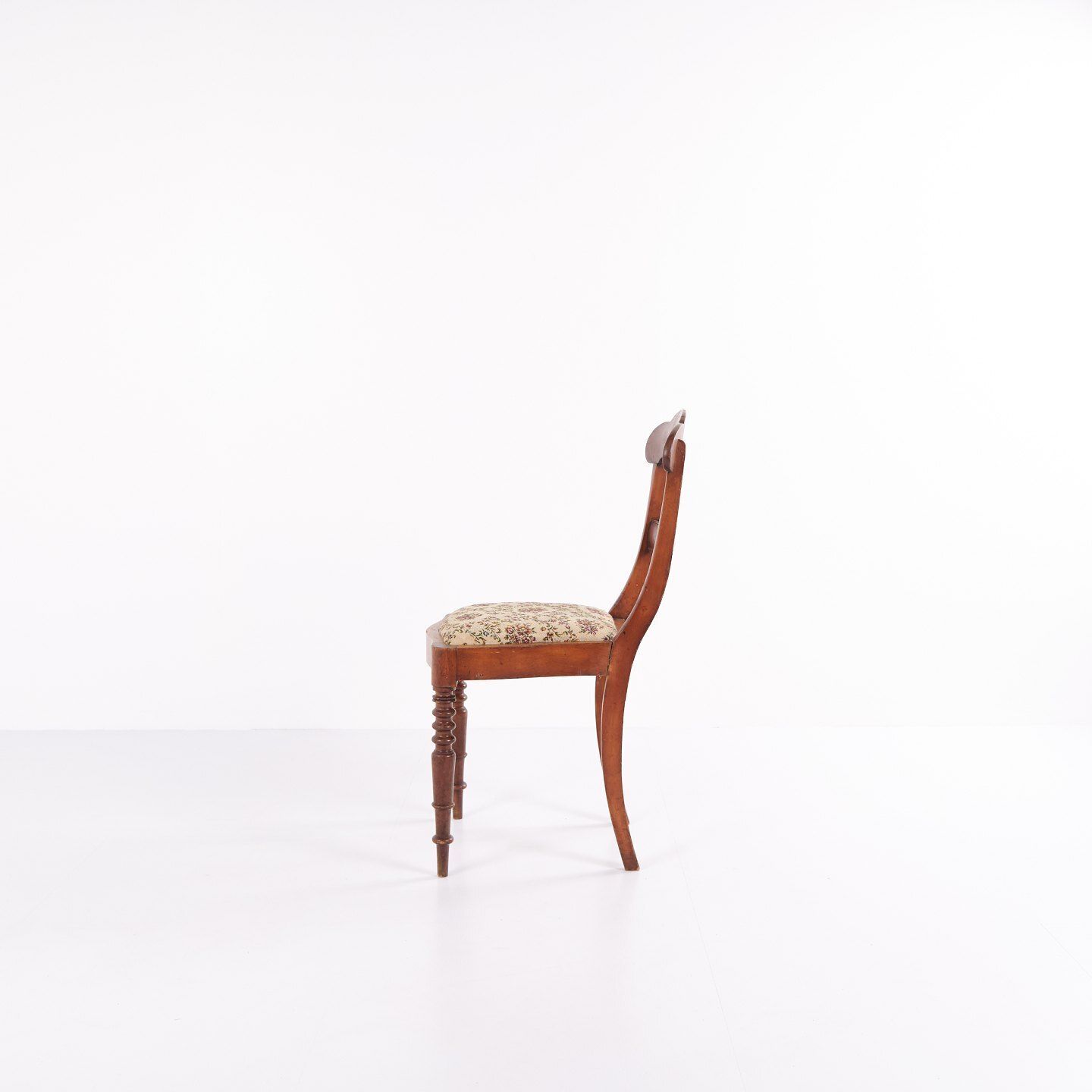 Dining Chair / Hall Chair   Mahogany   Floral Fabric   Late Empire photo for sale