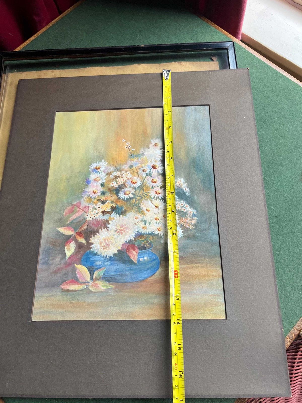 Original 1930s Painting Daisies In A Blue Bowl. Gallery Wall Decor. photo buy