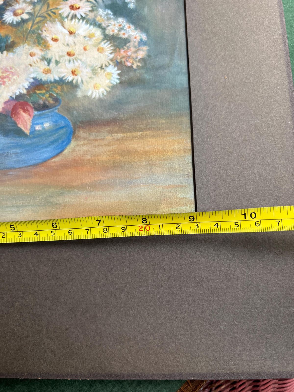 photo for sale Original 1930s Painting Daisies In A Blue Bowl. Gallery Wall Decor.