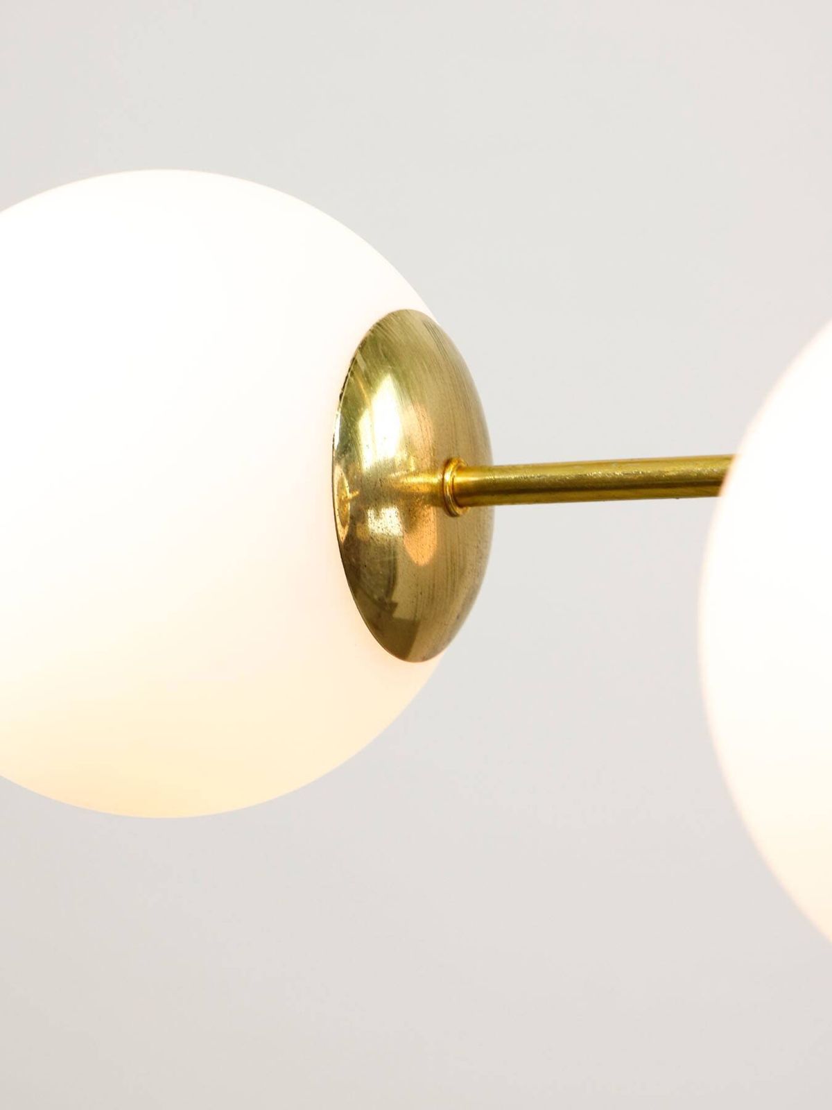 Mid Century Modern Italian Chandelier In Brass And Opaline Glass, 1960s photo furniture