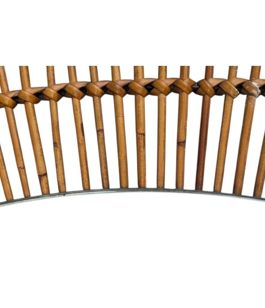 A Large 1960s Bonacina Italian Oval Pencil Reed Bamboo Mirror With Brass Detail photo Home Decor