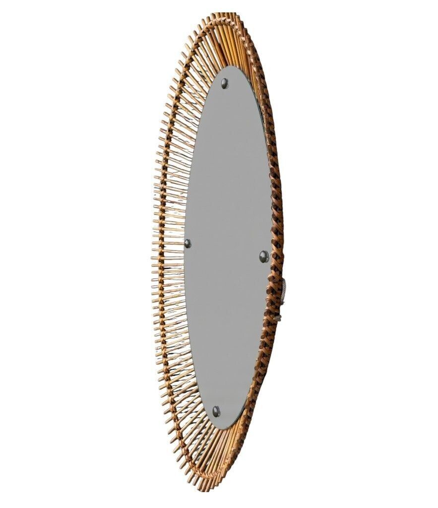 Home Decor A Large 1960s Bonacina Italian Oval Pencil Reed Bamboo Mirror With Brass Detail photo