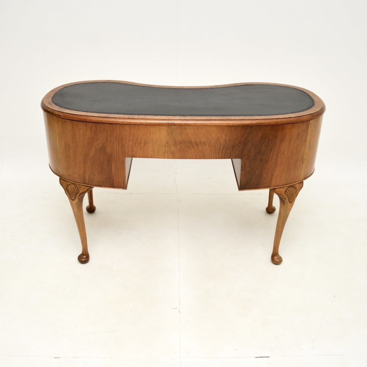 photo for sale Antique Burr Walnut Leather Top Kidney Shaped Desk