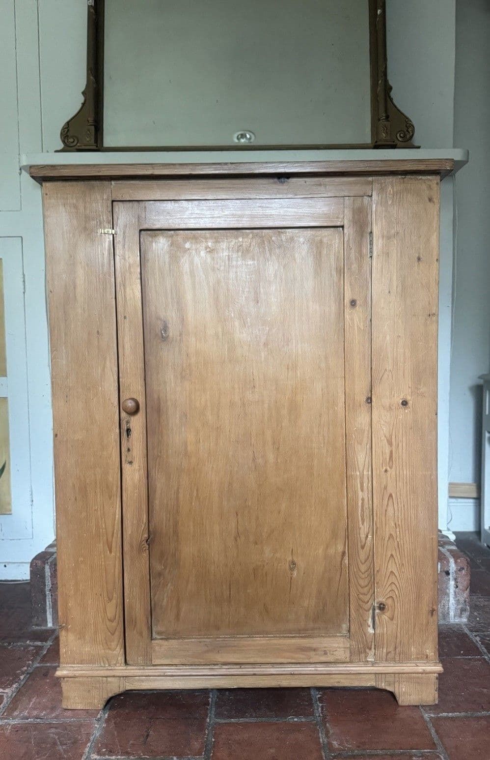 895.0 Antique Stripped Solid Pine & Ply School Toy Cupboard Sideboard photo