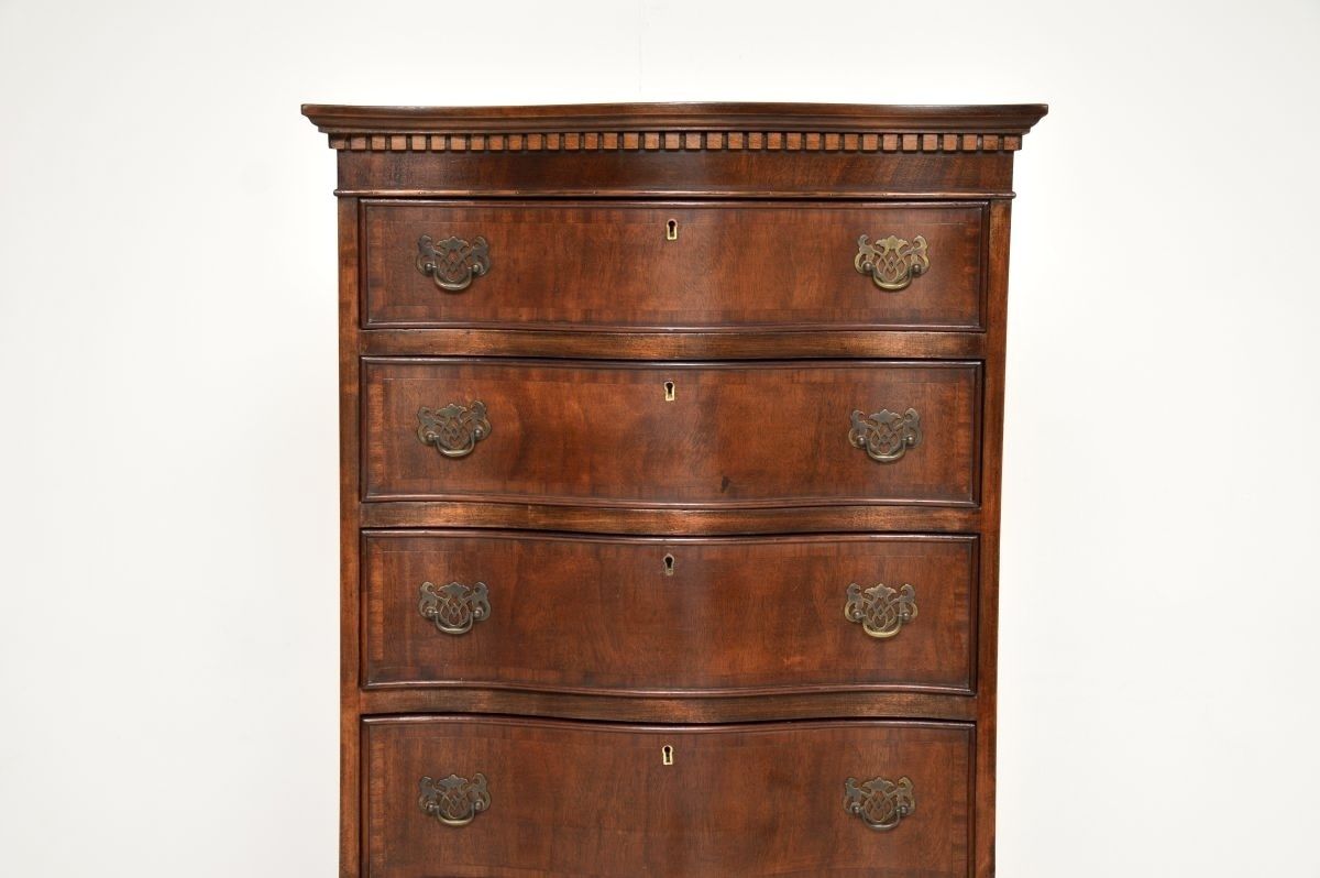 Antique Mahogany Serpentine Chest On Chest Of Drawers photo for sale