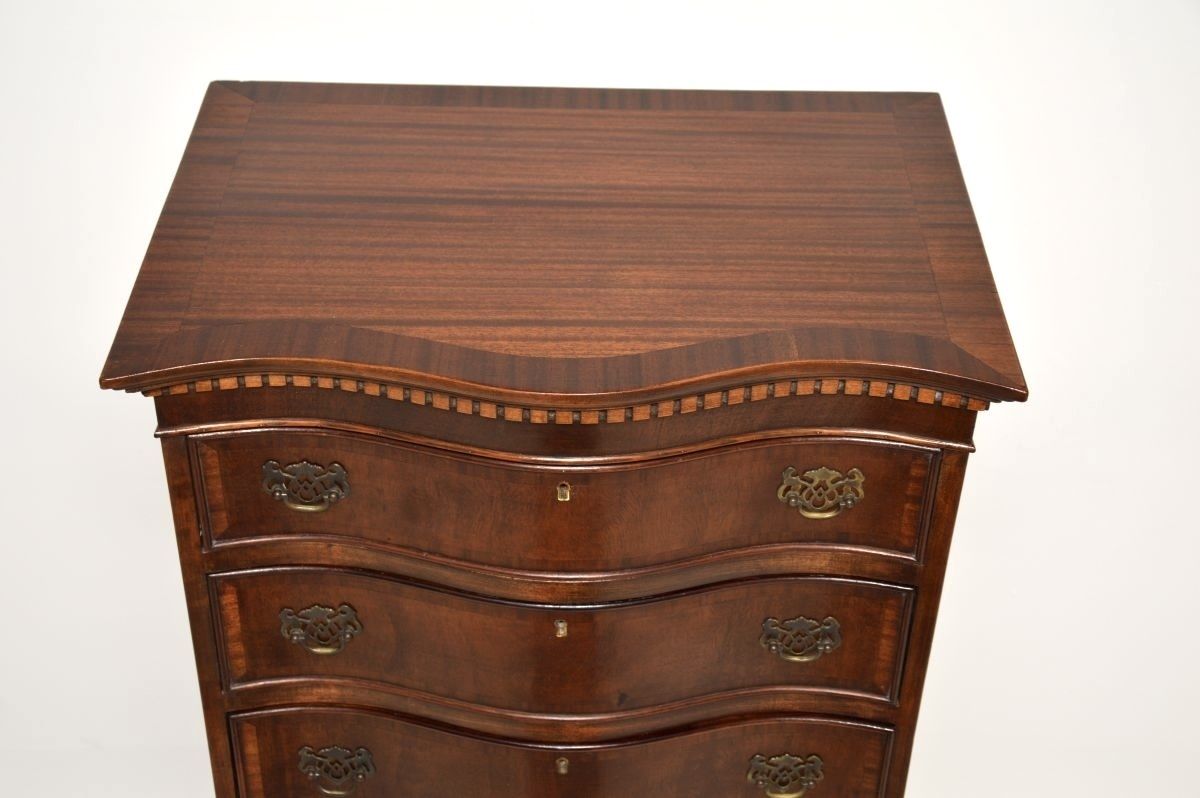 photo for sale Antique Mahogany Serpentine Chest On Chest Of Drawers