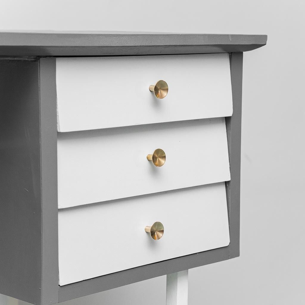 Vintage Desk With Drawers And Metal Legs, 1970s Modern Antiques photo furniture