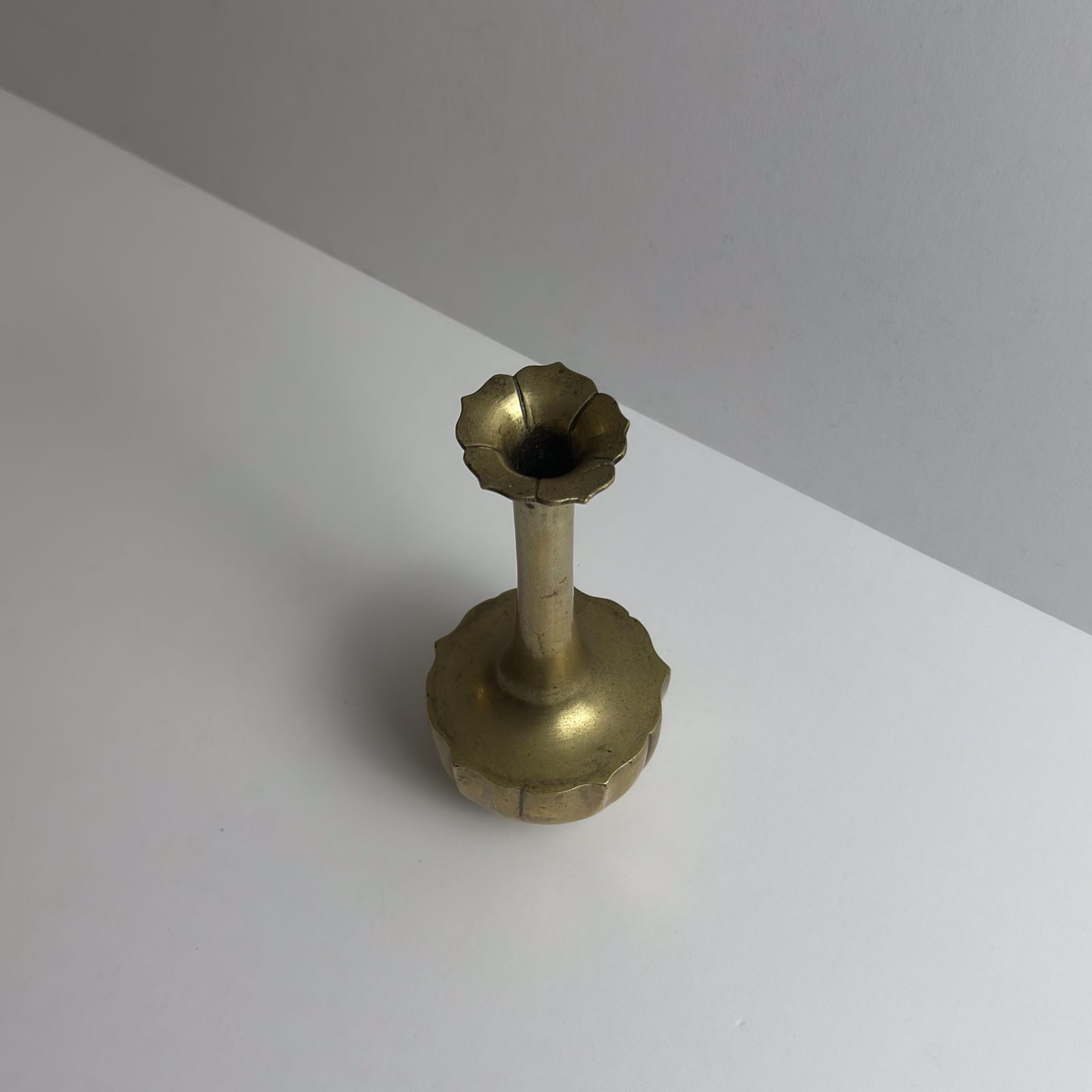 Art Nouveau Brass Solifleur Bud Vase With Lotus Form, Central Europe, C. 1910s photo Home Decor