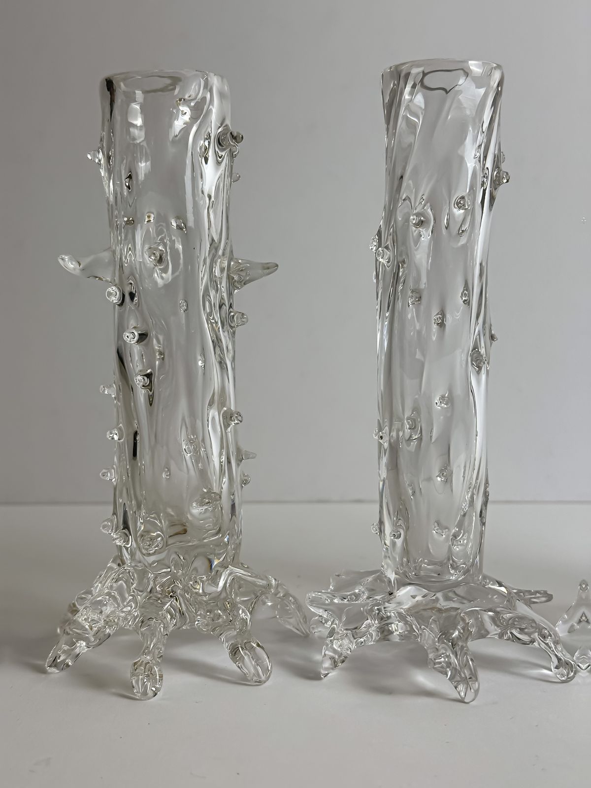 Clear Crystal Victorian Thorn Vases, Czech, 1890s, Set Of Four photo buy