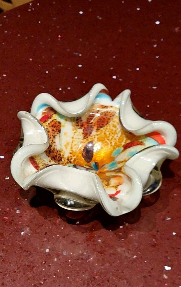 All Fruits Murano Glass Bowl By Dino Martens With Gold Flakes 1960s photo furniture