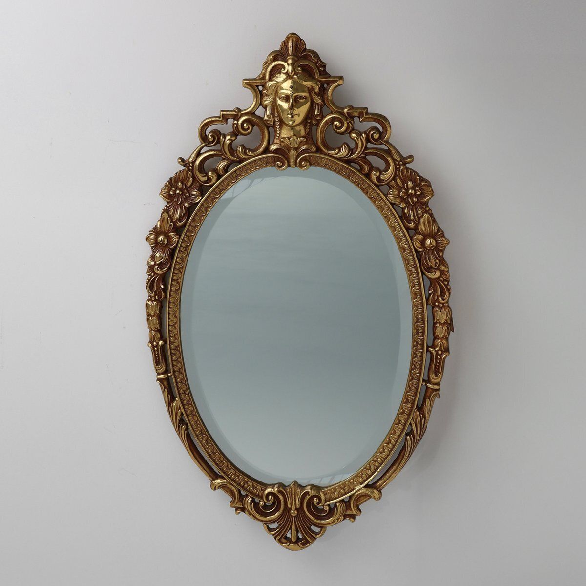 Vintage French Baroque Louis XV Style Metal Mirror 1950s