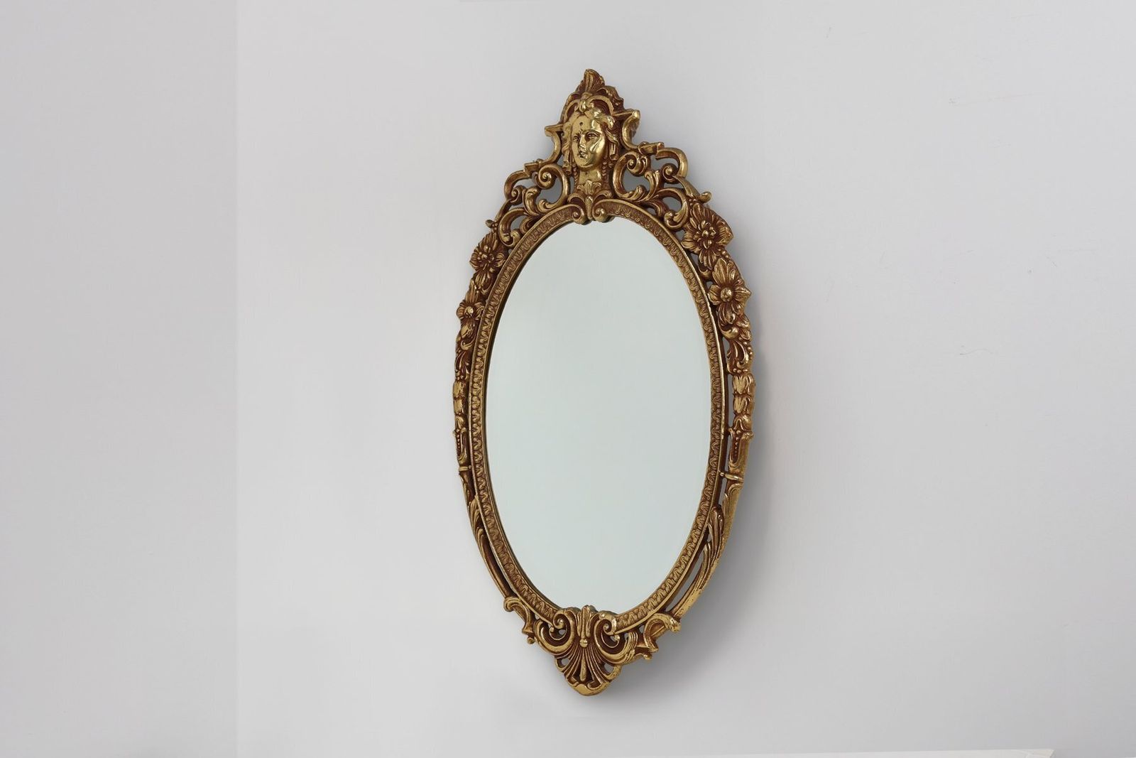 Vintage French Baroque Louis XV Style Metal Mirror 1950s photo 1207.0