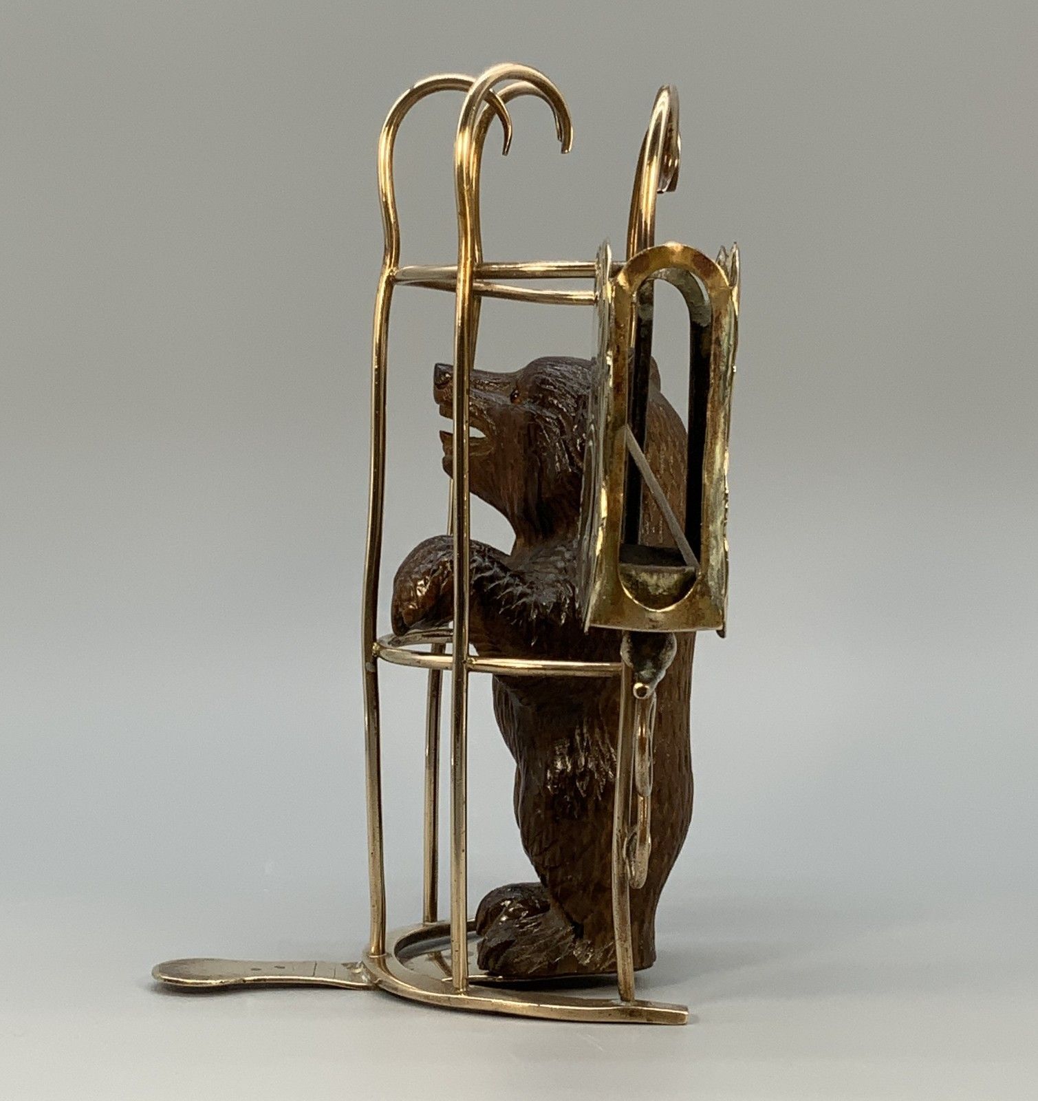 Rare 19thc Carved Black Forest Bear Novelty Desk Top Candle + Matchstick Holder photo 455.0