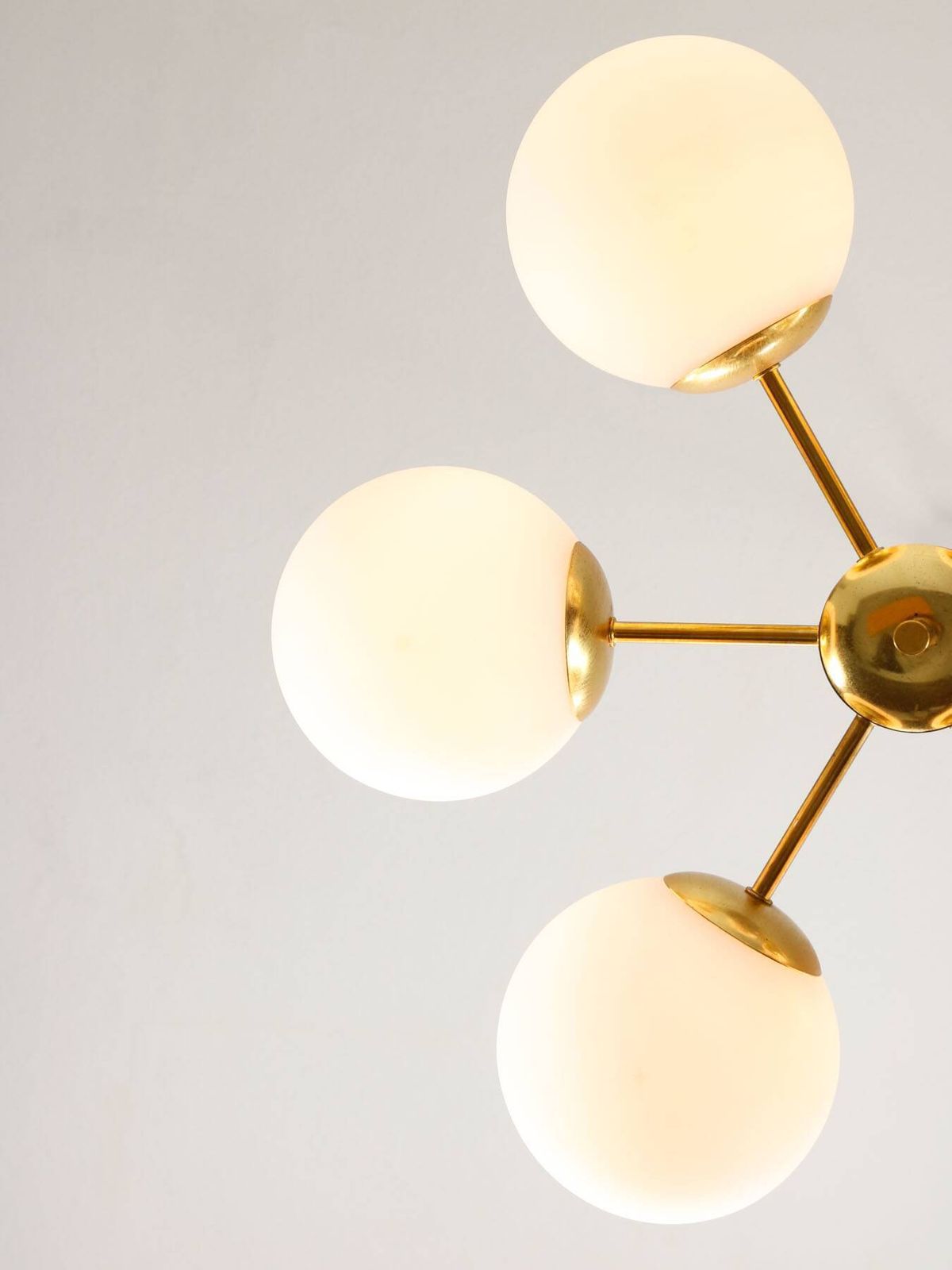 Lighting Sputnik 6 Arm Chandelier In Mid Century Modern Italian Style With Opaline Shades, 19 photo