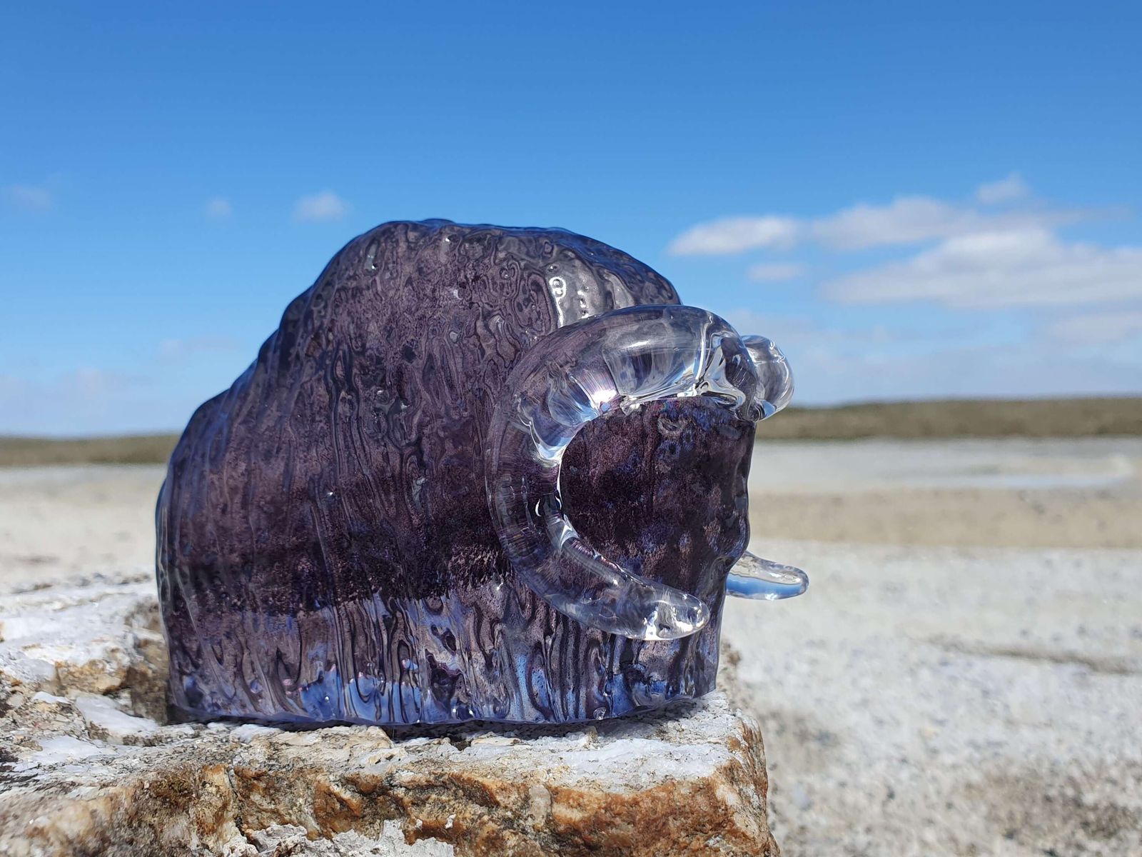 Goran Warff For Kosta Boda, Sweden. A Sculptured Glass Musk Ox. Designed In 1973