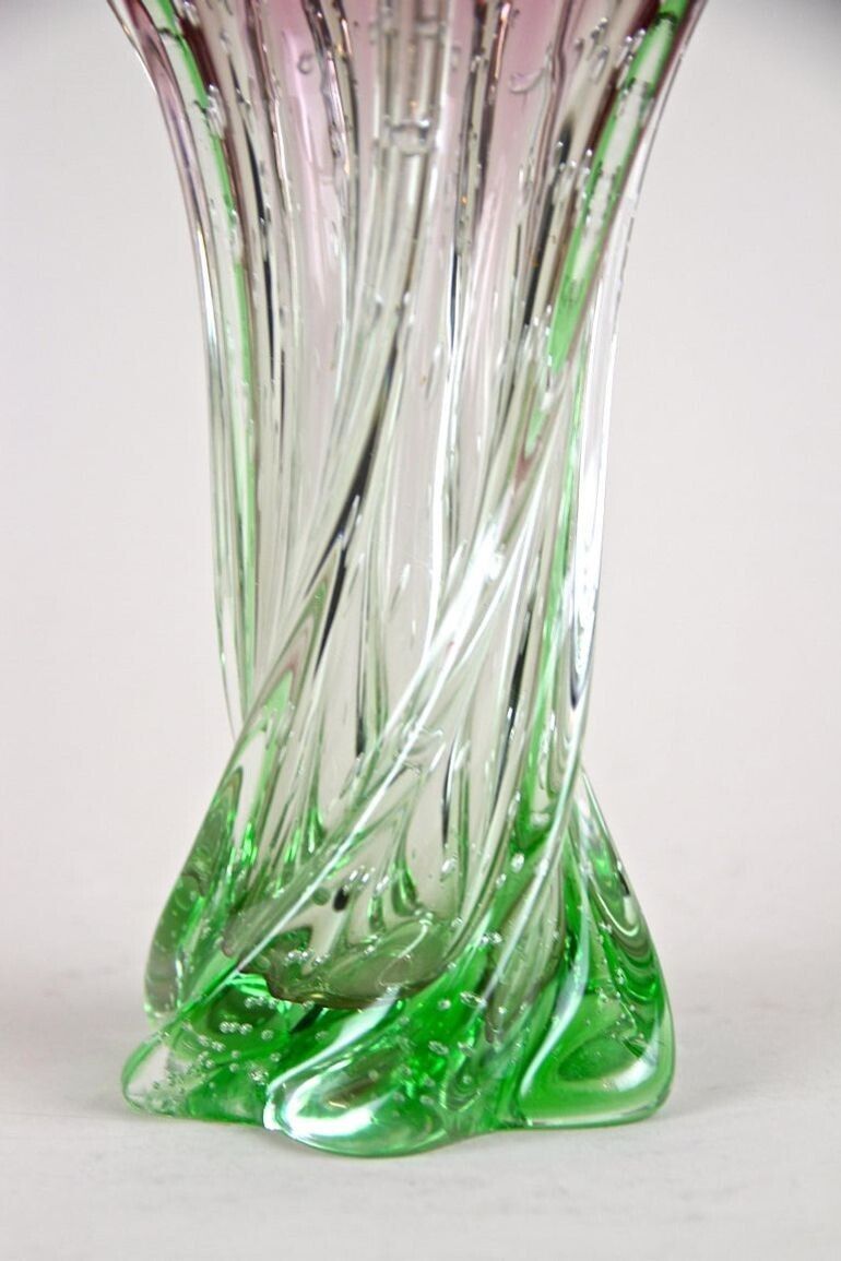 20th Century Sommerso Murano Glass Vase   Pink/ Green, Italy, Circa 1960/70 photo for sale