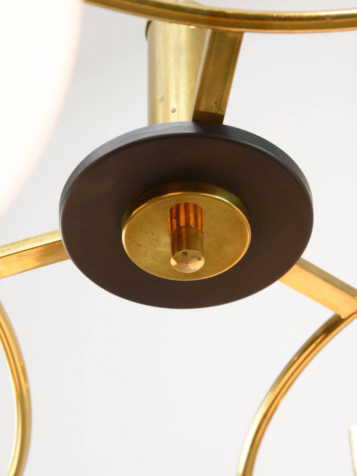 Mid Century Modern Italian Brass And Opaline Chandelier photo buy