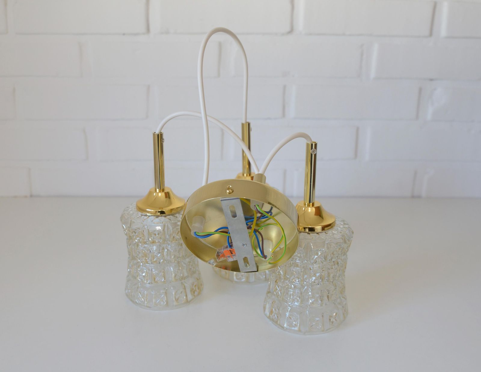 Lighting Vintage Hand Blown Glass Pendant Lamp: Mid Century Modern Cascade Light photo