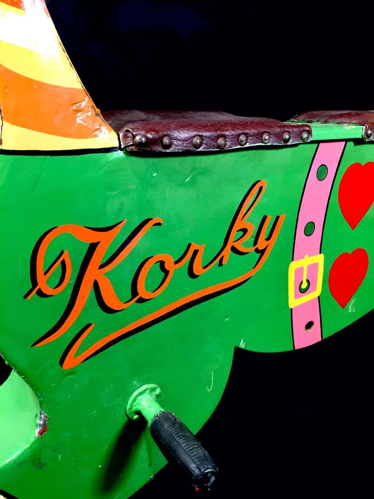 Vintage Hand Painted Salvaged Fairground Carousel Animal Cat Figure Ride C.1960 photo vinterior