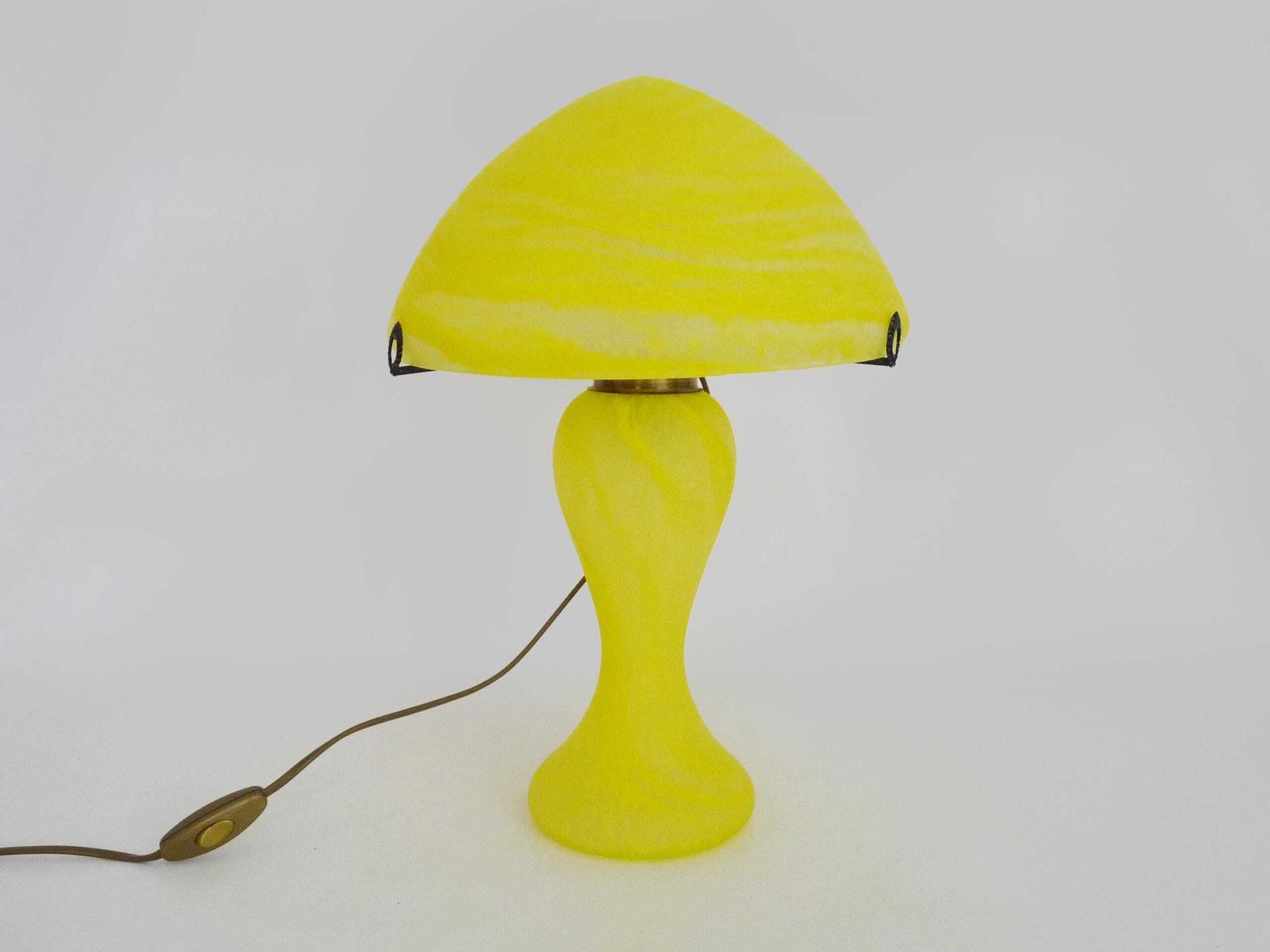 Art Nouveau Style Yellow Glass Mushroom Lamp